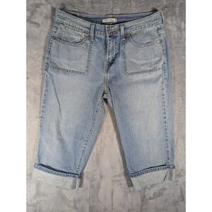 Levi's 515 Capri Jeans Womens 10 Light Wash Blue Denim Cuffed Mid Rise Stretch